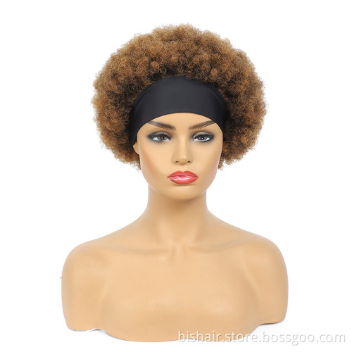 BIS Wholesale Short Afro Kinky Curly Headband Wigs For Black Women Brazilian Human Hair Wigs Glueless Full Machine Made Wig
